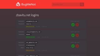 
                            12. zbavitu.net passwords - BugMeNot