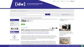 
                            10. ZBW empfängt internationale EconBiz-Partner in Kiel - IDW Online