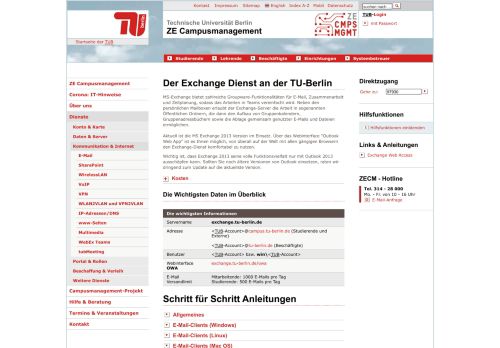 
                            2. ZE CM: Der Exchange Dienst - tubIT - TU Berlin