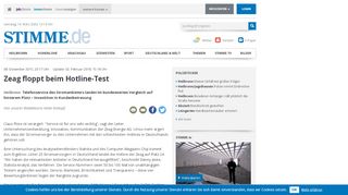 
                            13. Zeag floppt beim Hotline-Test - STIMME.de