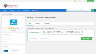 
                            1. ZebPay Coupons -> Zebpay Referral Code woth Rs. 100 BitCoin for ...