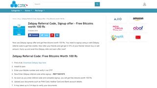 
                            9. Zebpay Referral Code, Signup offer - Free Bitcoins worth 100 Rs