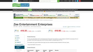 
                            12. Zee Entertainment Enterprises | Dividends > Media ... - Moneycontrol