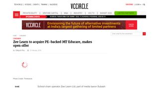 
                            7. Zee Learn to acquire PE-backed MT Educare, makes open offer ...