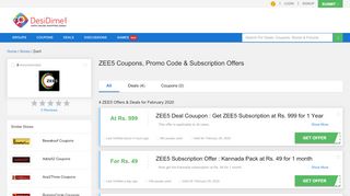 
                            13. Zee5 Coupons, Promo code, Offers & Deals - February 2019 - DesiDime