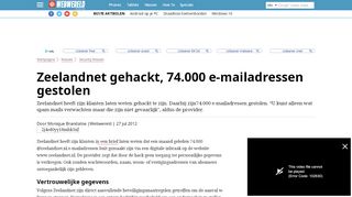 
                            10. Zeelandnet gehackt, 74.000 e-mailadressen gestolen - Webwereld