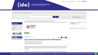 
                            11. Zehn Jahre Zusammenarbeit mit der VWA Potsdam - IDW Online