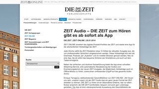 
                            5. ZEIT Audio – DIE ZEIT zum Hören gibt es ab sofort als App | DIE ZEIT ...