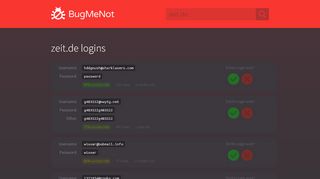 
                            5. zeit.de passwords - BugMeNot