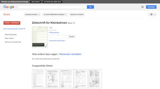 
                            8. Zeitschrift für Kleinbahnen - Google Books-Ergebnisseite