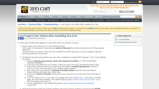 
                            11. Zen Cart Support - I can't login to the Admin after installing Zen Cart