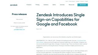 
                            2. Zendesk Introduces Single Sign-on for Google and Facebook