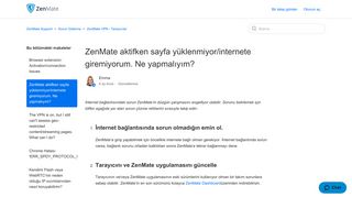 
                            2. ZenMate aktifken sayfa yüklenmiyor/internete giremiyorum. Ne ...