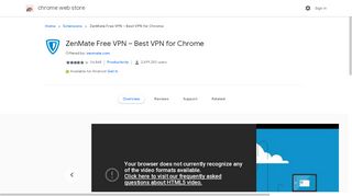 
                            8. ZenMate VPN - Best Cyber Security & Unblock - Google Chrome