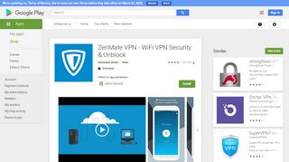 
                            13. ZenMate VPN - WiFi VPN Security & Unblock - Apps on Google Play