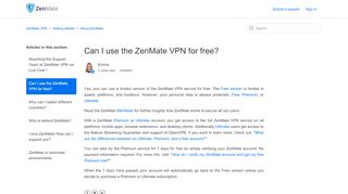 
                            4. ZenMate'i ücretsiz kullanabilir miyim? – ZenMate Support - Zendesk