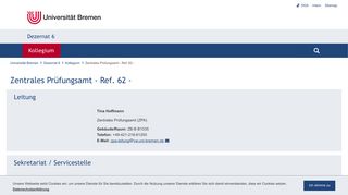 
                            12. Zentrales Prüfungsamt - Ref. 62 - Uni Bremen