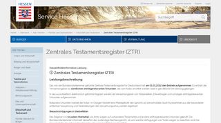 
                            11. Zentrales Testamentsregister (ZTR) - Service Hessen
