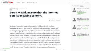 
                            11. Zero1.io- Making sure that the internet gets its engaging content ...