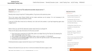 
                            5. Zerodha Pi : How to Fix welcome screen stuck error ? - Stocks On Fire
