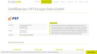 
                            11. Zertifikat der PST Europe Sales GmbH - STUDIE360