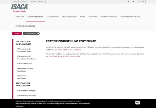 
                            6. Zertifizierungen - ISACA Germany Chapter eV