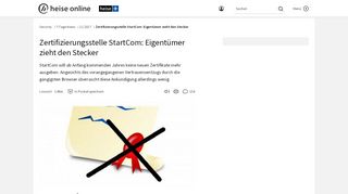 
                            4. Zertifizierungsstelle StartCom: Eigentümer zieht den Stecker | heise ...