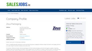 
                            9. Zeus Packaging - Sales Jobs Ireland ::: Irish Sales Job Board - Sales ...