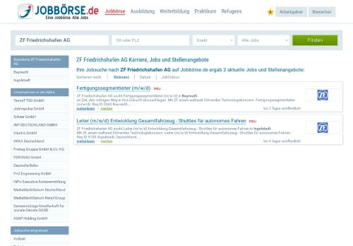 
                            5. ZF Friedrichshafen AG Jobs und Stellenangebote | www.jobbörse.de