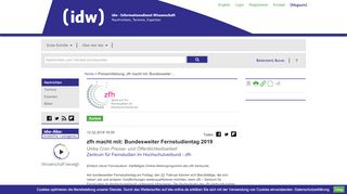 
                            12. zfh macht mit: Bundesweiter Fernstudientag 2019 - IDW Online