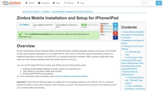 Zimbra Mobile Installation and Setup for iPhone - Zimbra :: Tech Center