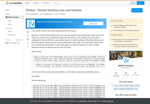 
                            6. Zimbra - Server blocking new connections - Stack Overflow