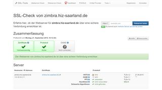 
                            7. zimbra.hiz-saarland.de - SSL / HTTPS Check · SSL-Tools