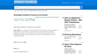 
                            9. Zing Digital Complaint & Customer Care Number Gurgaon - Customer ...