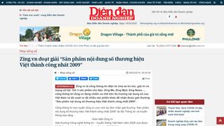 
                            13. Zing.vn đoạt giải “Sản phẩm nội dung số thương hiệu Việt thành công ...