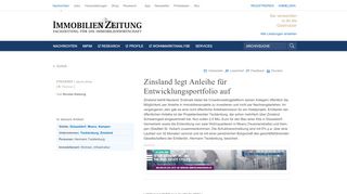 
                            13. Zinsland legt Anleihe für Entwicklungsportfolio auf - Immobilien Zeitung