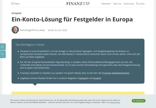 
                            8. Zinspilot vermittelt Festgeld und Tagesgeld in Europa - Finanztip