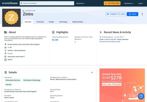 
                            12. Zintro | Crunchbase