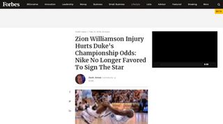 
                            12. Zion Williamson Injury Hurts Duke's Championship Odds: Nike No ...