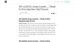 
                            13. ZIP ALBUM: Ariana Grande — Thank U, Next Zipyshare Mp3 Torrent