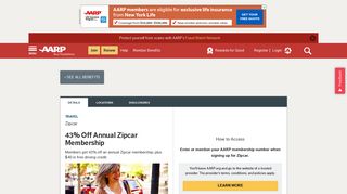 
                            9. Zipcar - 43% Savings on Zipcar Membership for AARP Members