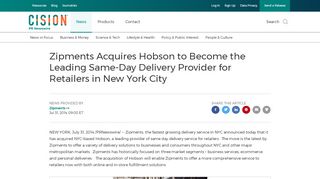 
                            10. Zipments Acquires Hobson to Become the Leading Same-Day ...