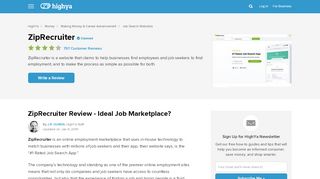 
                            10. ZipRecruiter Reviews - Ideal Job Marketplace? - HighYa