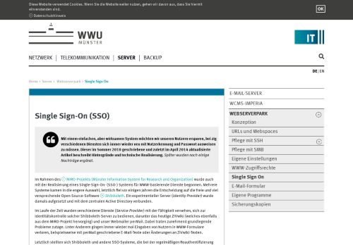 
                            8. ZIV - Single Sign On - Universität Münster