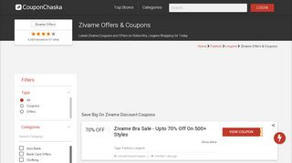 
                            8. Zivame Coupons, Offers (Today): Rs.500 OFF First Purchase, New ...