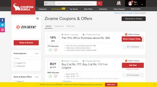 
                            6. Zivame Coupons & Offers: Upto 70% OFF + Upto 24.5% CD Cashback