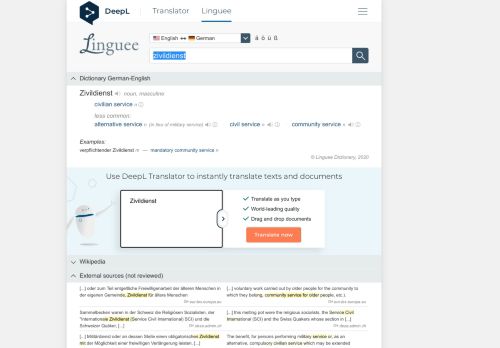 
                            8. Zivildienst - English translation – Linguee