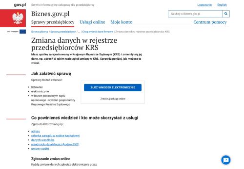 
                            12. Zmiana danych w KRS | Biznes.gov.pl - Serwis informacyjno-usługowy ...
