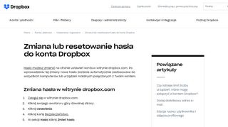 
                            3. Zmiana lub resetowanie hasła do konta Dropbox – Pomoc Dropbox