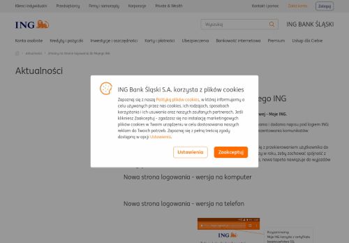 
                            5. Zmiany na stronie logowania do Mojego ING - ING Bank Śląski